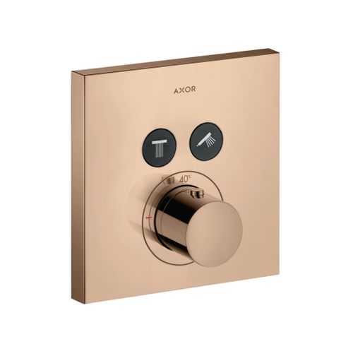 AXOR-HG-AXOR-ShowerSolutions-Thermostat-Unterputz-eckig-fuer-2-Verbraucher-Polished-Red-Gold-36715300 gallery number 1